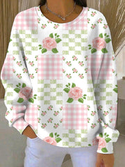 Women's Breast Cancer Pink Print Casual Sweatshirt