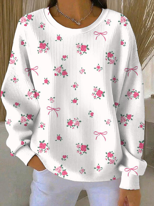 Women's Breast Cancer Pink Print Casual Sweatshirt