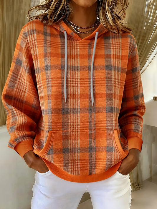 Women's Autumn Thanksgiving Plaid  Hoodie