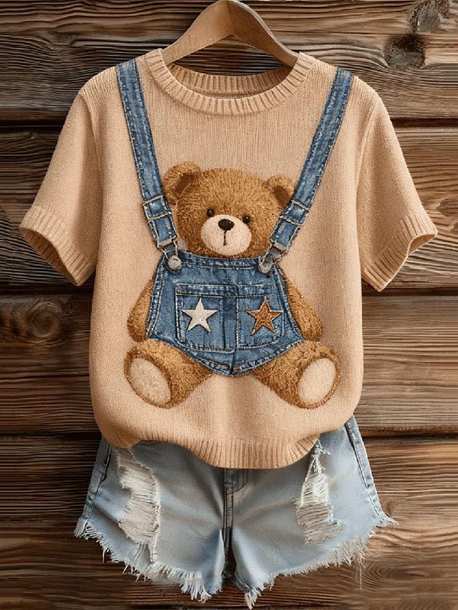 Women's Fun Bear Print Tops