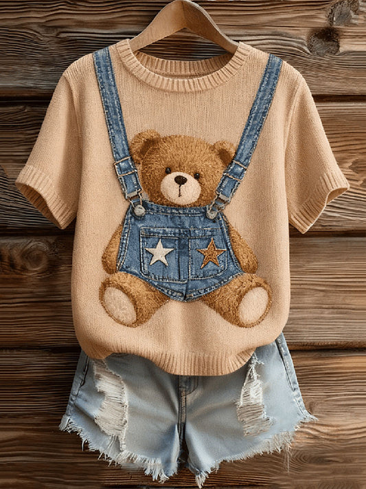Women's Fun Bear Print Tops