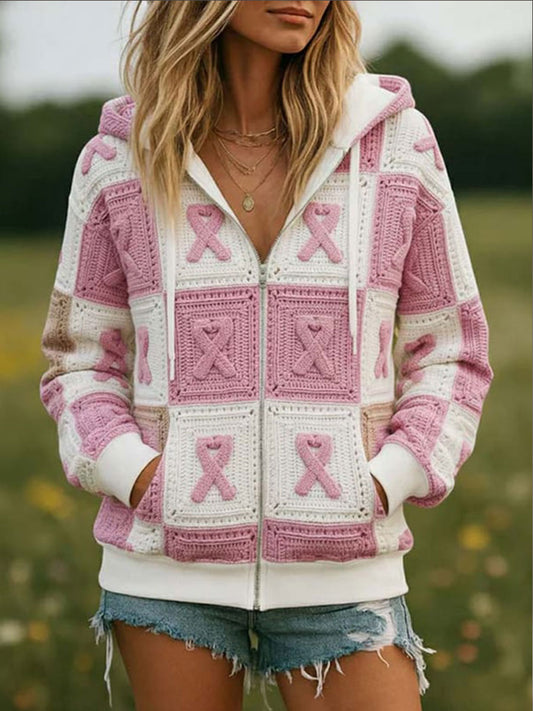 Women's Breast Cancer Awareness Zip-Up Hoodie