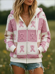 Women's Breast Cancer Awareness Zip-Up Hoodie