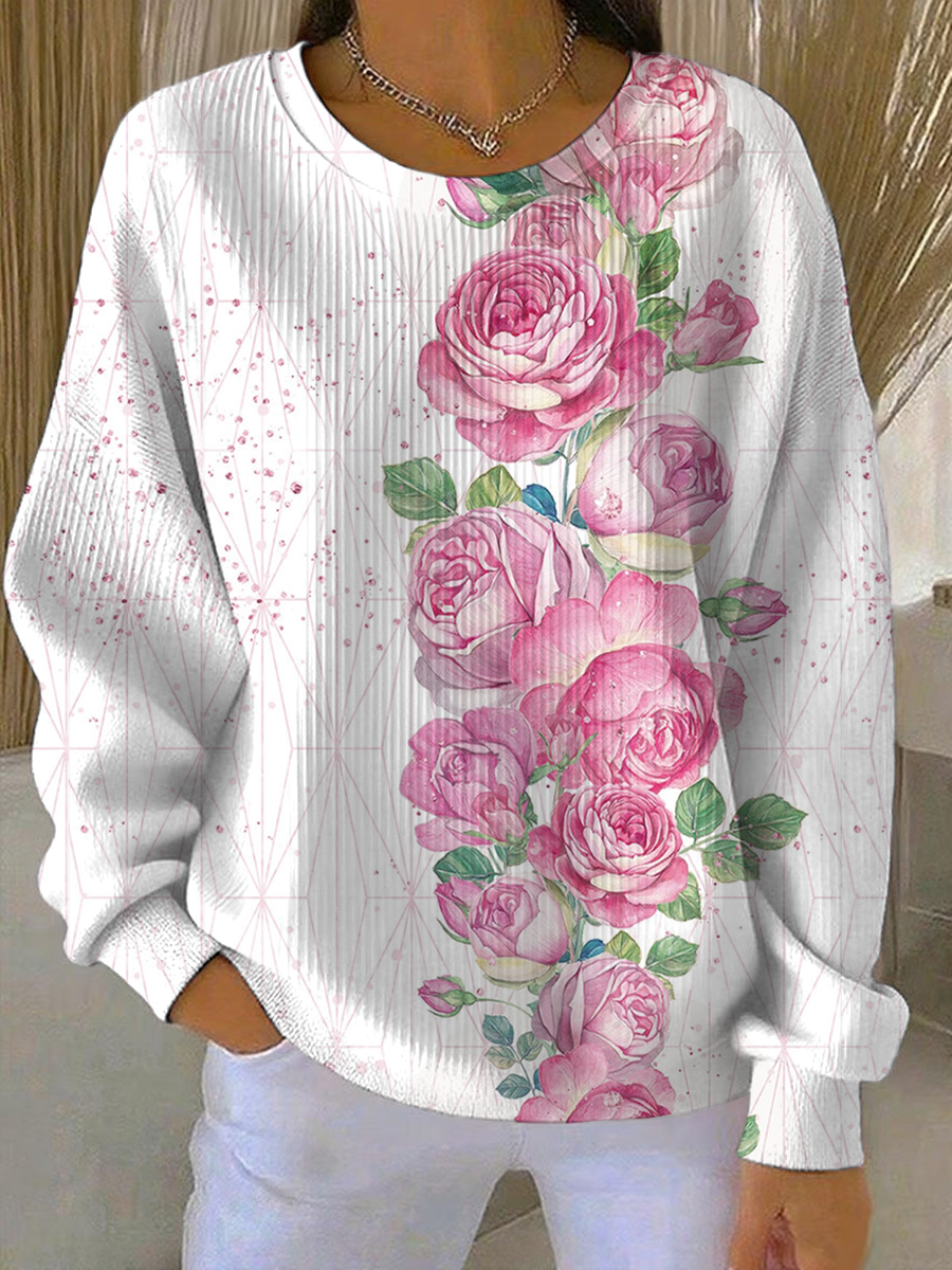 Women's Breast Cancer Pink Print Casual Sweatshirt