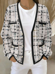 Women's Pink Geometric Print Pocket Cardigans