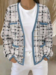 Women's Pink Geometric Print Pocket Cardigans