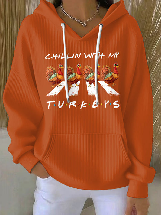 Women's Thanksgiving Turkey Print Hoodie