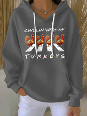 Women's Thanksgiving Turkey Print Hoodie