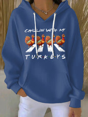 Women's Thanksgiving Turkey Print Hoodie
