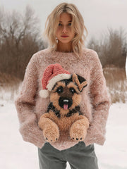 Women's Christmas Dog Print Tops