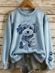 Women's Lovely Dog Patchwork Art Sweatshirt