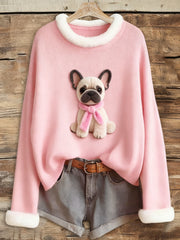 Women's Pink Breast Cancer Plush Dog Printed Tops