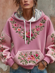 Women's Floral Breast Cancer Awareness Printed Hoodie