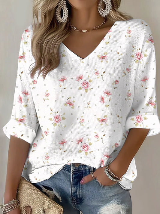 Women's Breast Cancer Pink Print Casual T-shirt