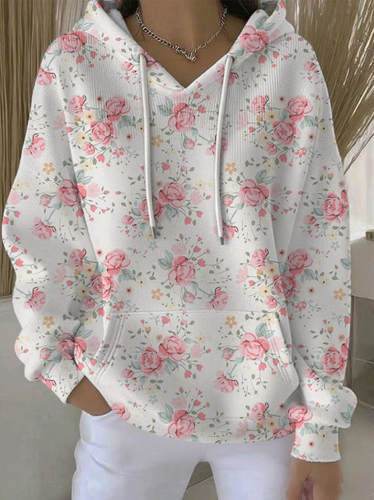 Women's Breast Cancer Pink Print Casual Hoodie