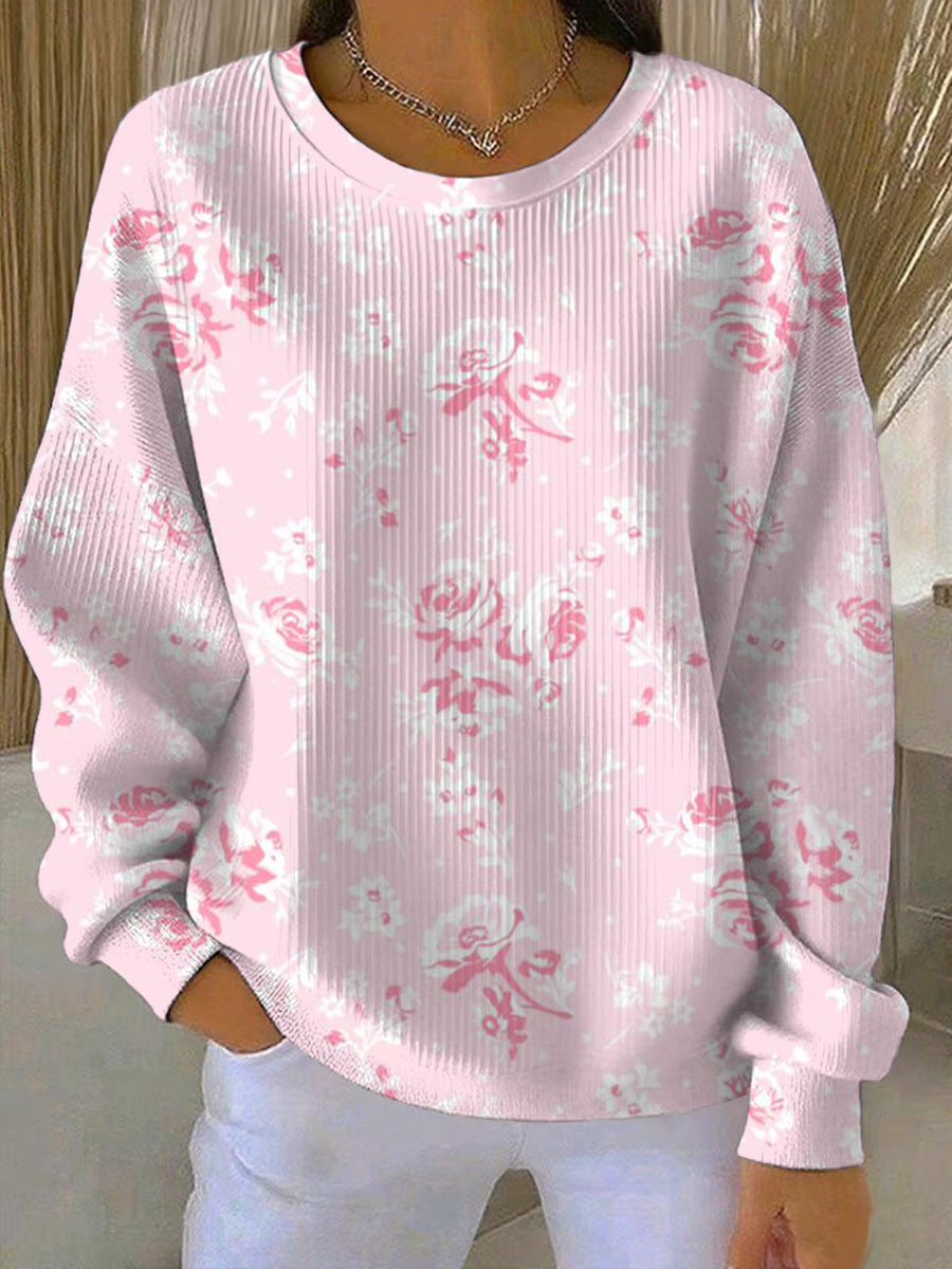 Women's Breast Cancer Pink Print Casual Sweatshirt