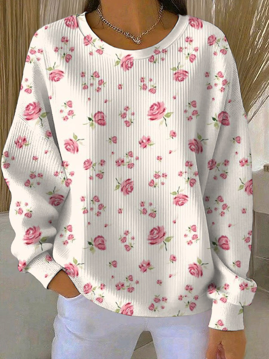 Women's Breast Cancer Pink Print Casual Sweatshirt