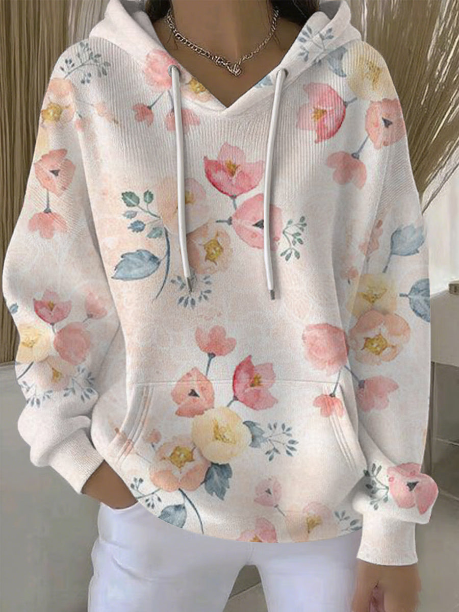 Women's Breast Cancer Pink Print Casual Hoodie