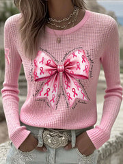 Women's Breast Cancer Awareness Pink Ribbon Bow Tops