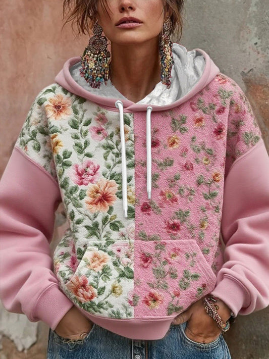 Women's Floral Breast Cancer Awareness Printed Hoodie