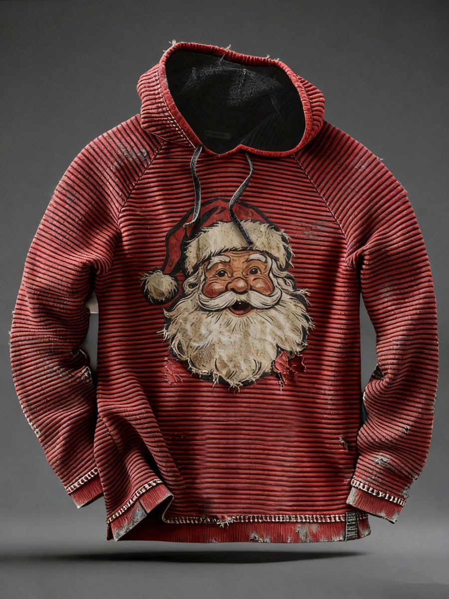 Men's Santa Claus Print Casual Hoodie