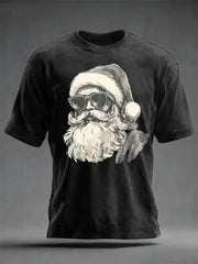 Men's Funny Christmas Santa Claus Print Casual T-shirt