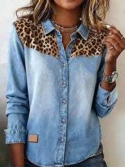 Women's Leopard Pattern Patchwork Art Shirt