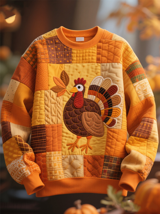 Men's Thanksgiving turkey  Printed Crew Neck Sweatshirt
