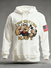 Men's Navy Printed Hoodie