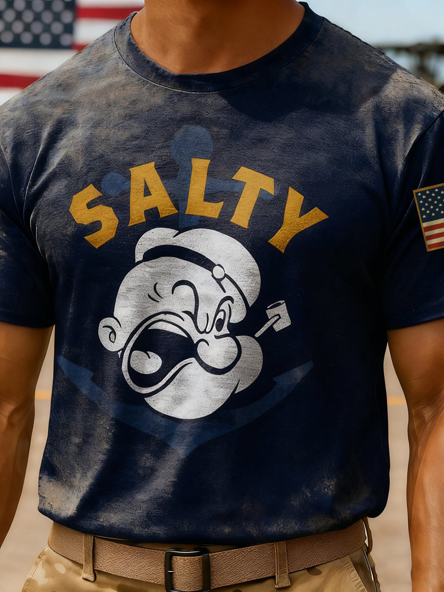 Men's Popeye Navy Print short sleeves t-shirt
