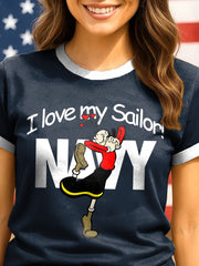 Women's Popeye Navy Print T-shirts