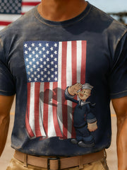 Men's Popeye Navy Print short sleeves t-shirt