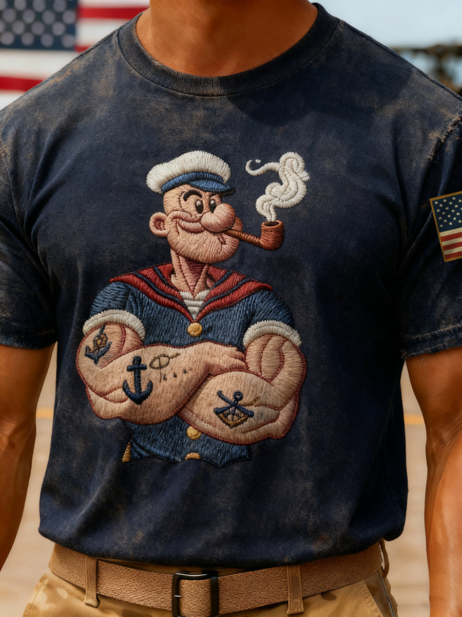 Men's Popeye Navy Print short sleeves t-shirt