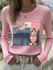 Women's Breast Cancer Awareness Cat Hummingbird Tops