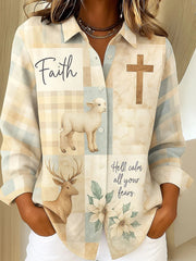 Women's Christmas Cross Print Casual Shirt