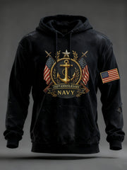 Men's Navy Printed Hoodie