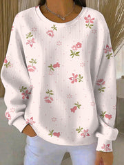 Women's Breast Cancer Pink Print Casual Sweatshirt