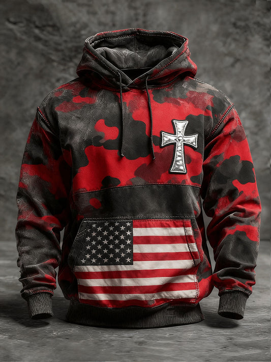 Men's Vintage Faith American Flag Hoodie