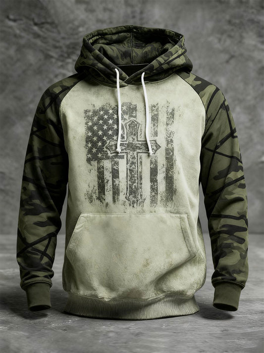 Men's Vintage Faith American Flag Hoodie