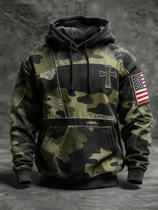 Men's Vintage Faith American Flag Hoodie