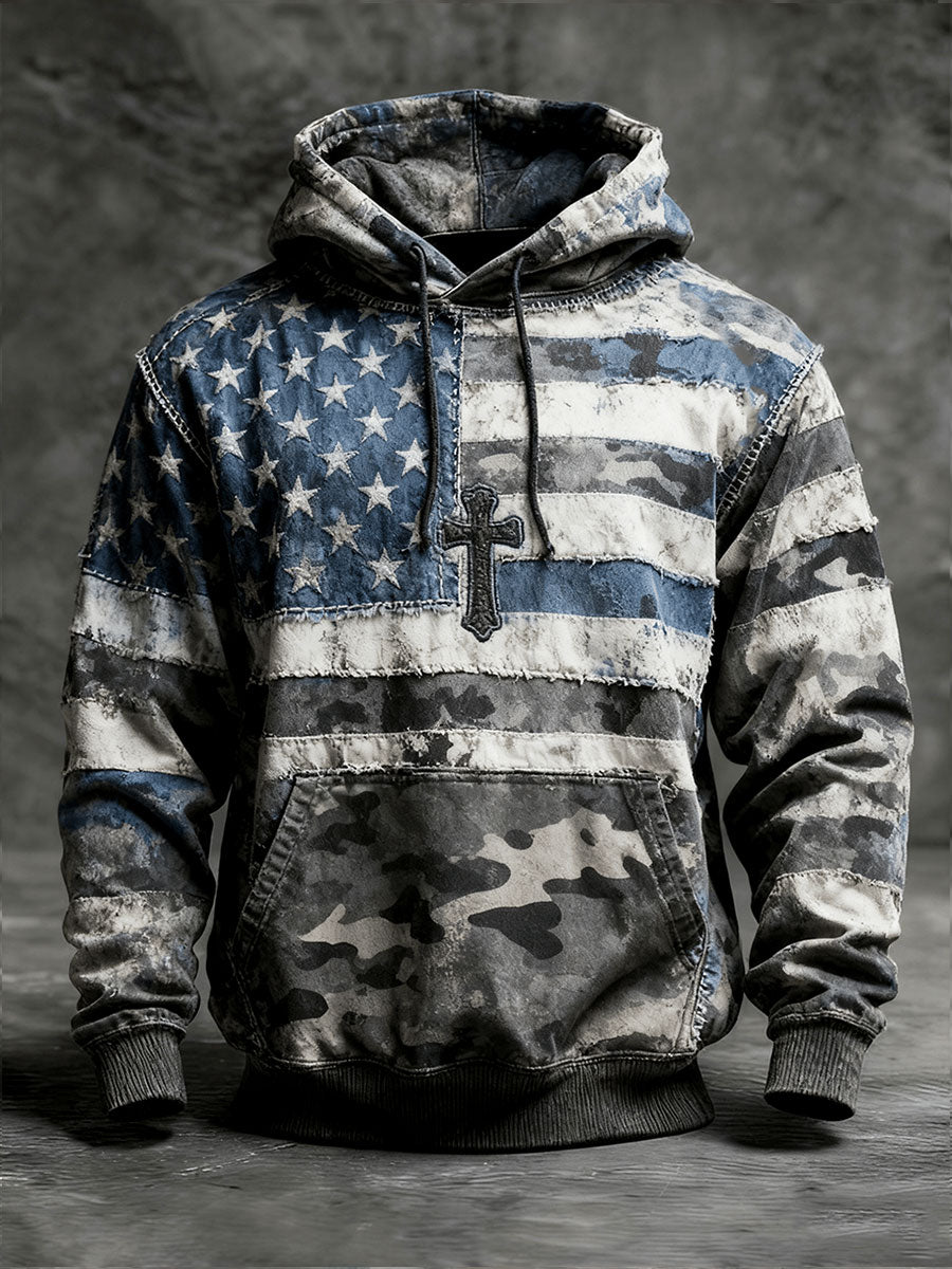 Men's Vintage Faith American Flag Hoodie