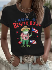 Women's Bunny Football Music Lover Printed T-shirt