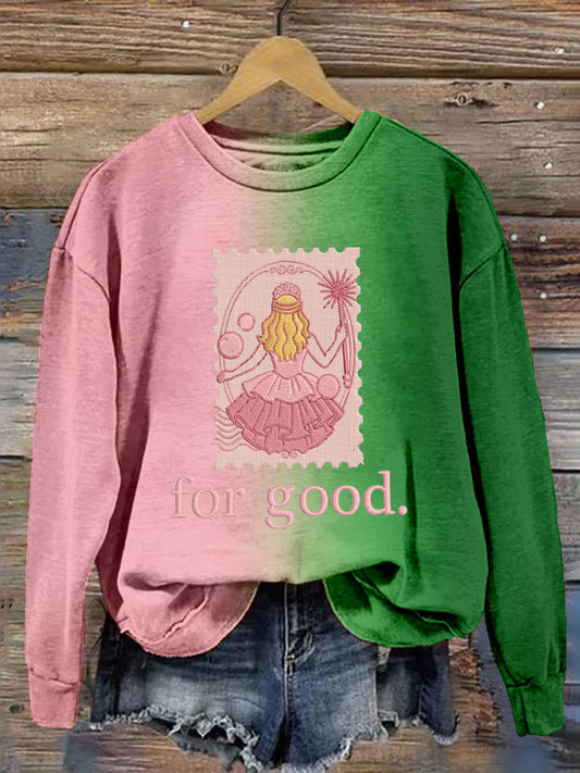 Women's Movie-Inspired For Good Embroidered Contrast Sweatshirt