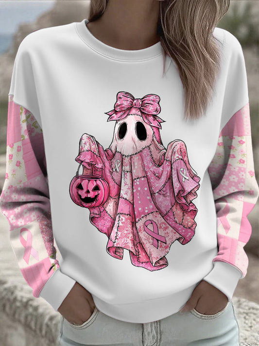 Women's Breast Cancer Awareness Floral Printed Sweatshirt