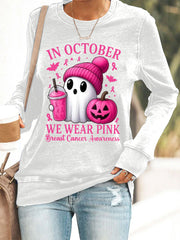 Women's In October We Wear Pink Breast Cancer Awareness Sweatshirt
