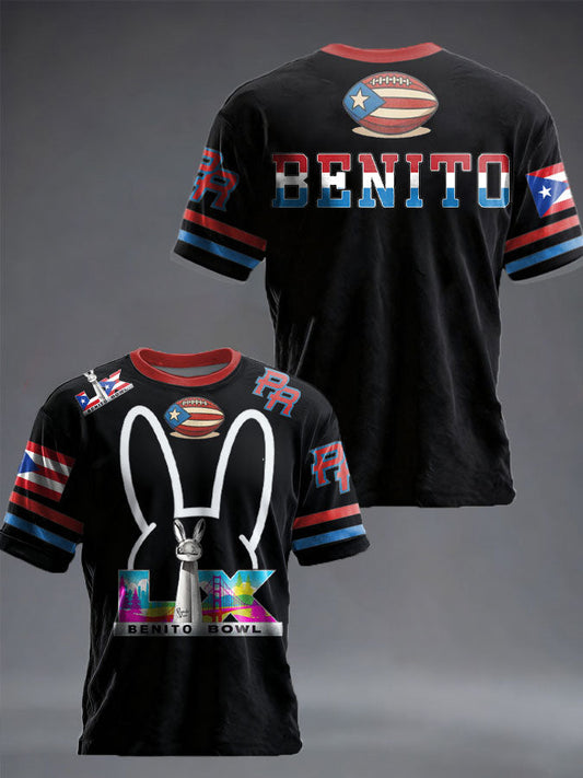 Unisex Bunny Football Music Lover Printed T-shirt