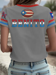 Women's Bunny Football Music Lover Printed T-shirt