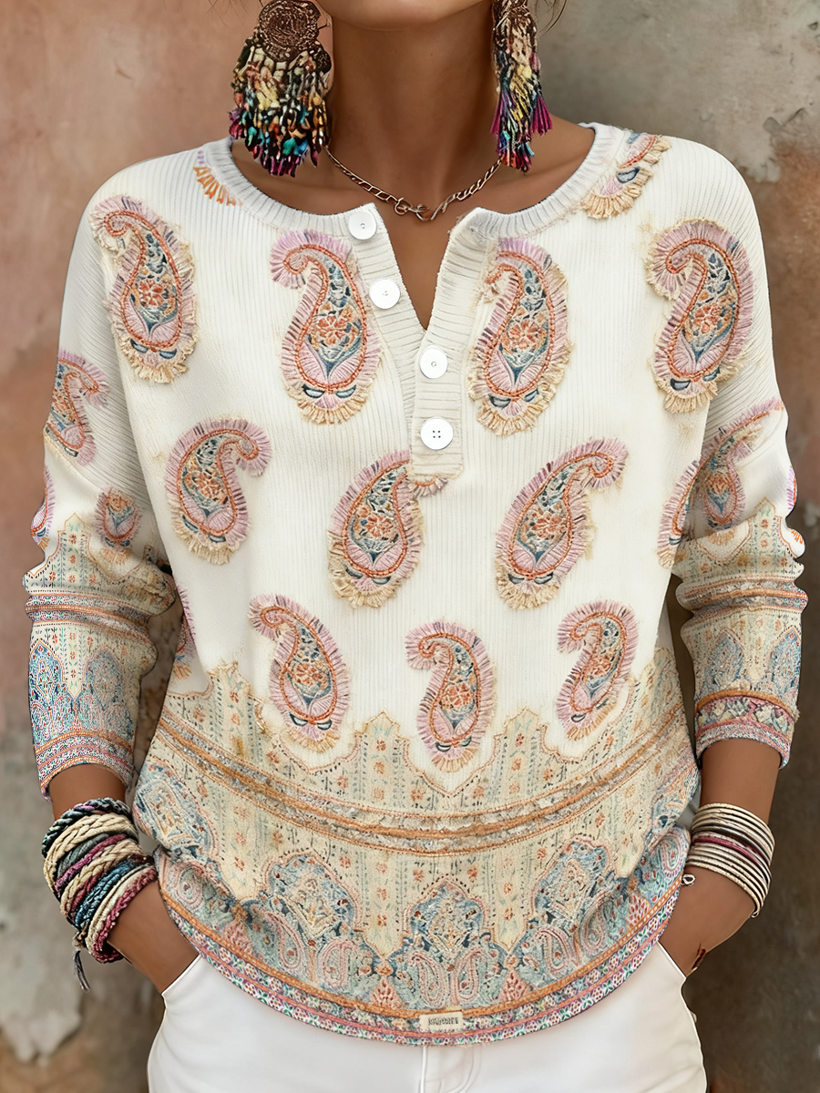 Women's Boho Breast Cancer Awareness Floral Art Printed Tops