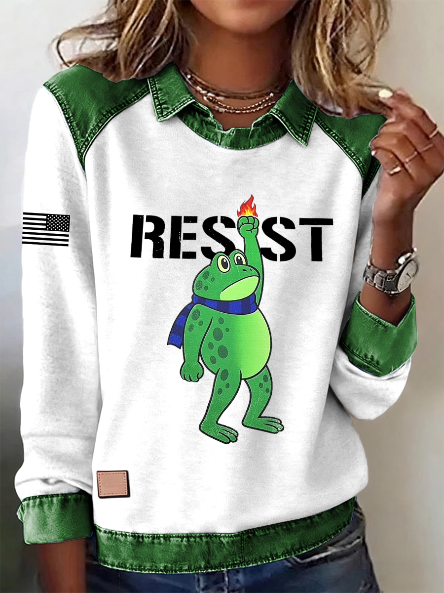Women's Portland Frog Resist Printed Long Sleeve Shirt