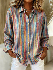 Women's Multicolor Striped Pattern Cozy Shirt